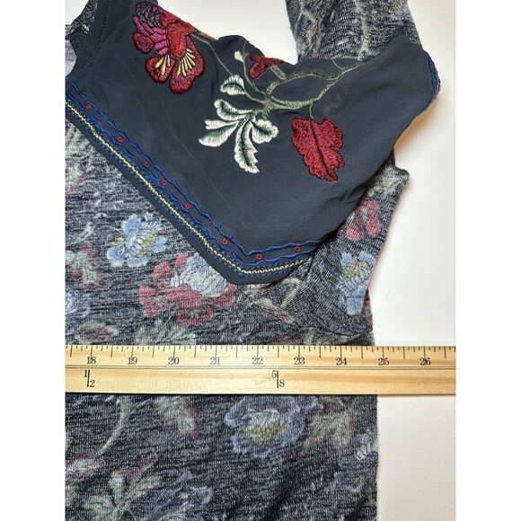 Hannah Woman‎ Boho Floral Sheer Embroidered Long Sleeve Blue Top 2X - Picture 10 of 10